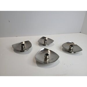 Vintage MCM Stainless Steel Ritual Candle Holder & Offering Dish Set